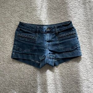 Bullhead boho braided denim shorts